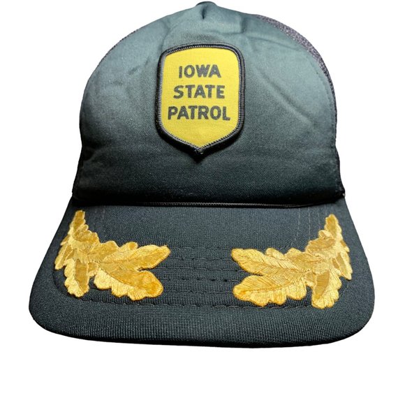 Iowa State Patrol Mesh Trucker Snapback Cap Black Gold Embroidery - Picture 1 of 5